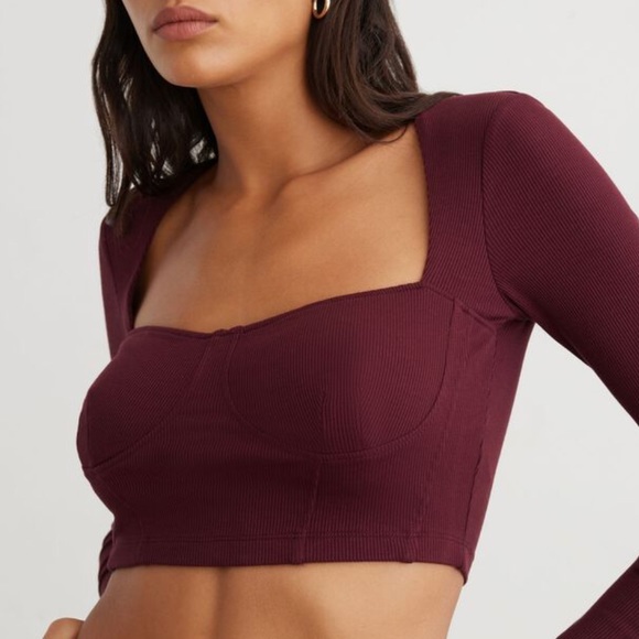 NWT* Dynamite Long Sleeve Ribbed Corset Top - Picture 3 of 10